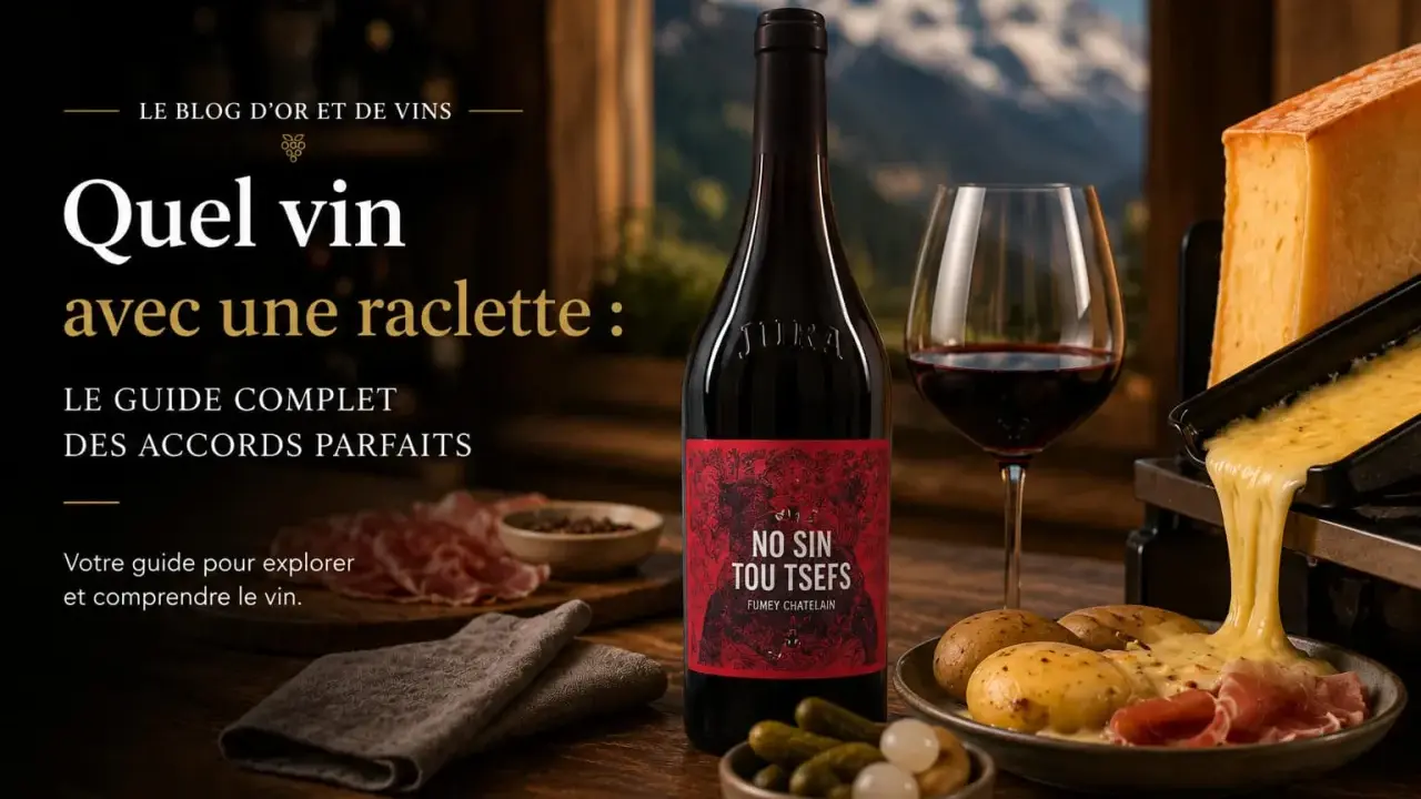 Un vin rouge Jura, parfait pour un apéro dinatoire avec une raclette gourmande.