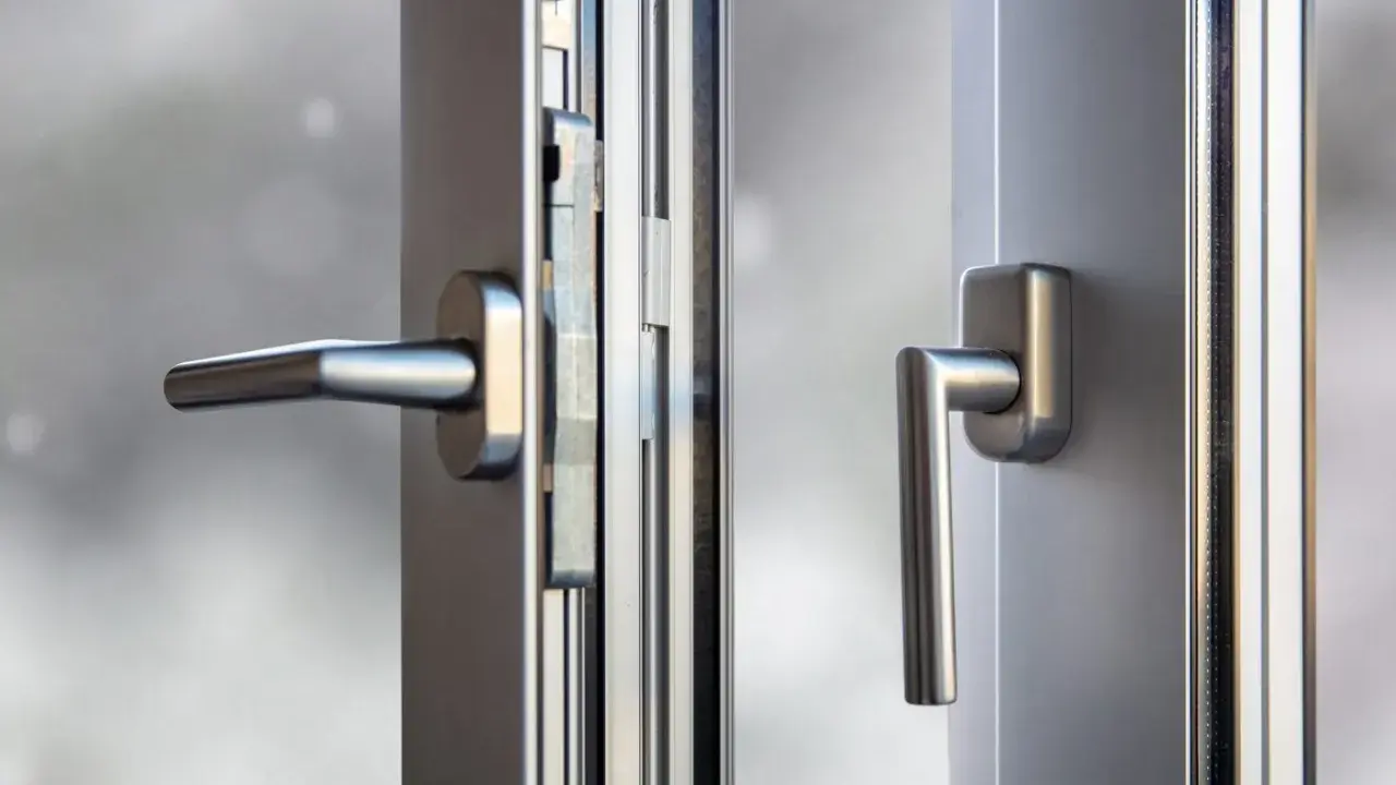 Poignées de fenêtre en aluminium, prêtes à être décaper pour un nouvel éclat.