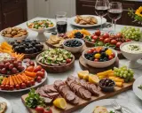 Un apéritif dinatoire généreux : charcuteries, fromages, fruits frais, légumes croquants et dips variés, prêt à régaler.