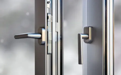 Poignées de fenêtre en aluminium, prêtes à être décaper pour un nouvel éclat.