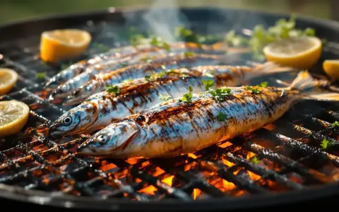 Sardines grillées sur le feu, parsemées de persil et accompagnées de quartiers de citron. Une délicieuse sardinade recette à savourer.
