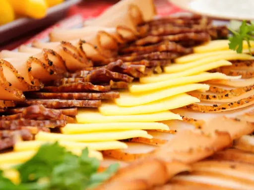 Plateau d'apéro dinatoire avec assortiment de viandes fines tranchées et fromage. Parfait pour un moment convivial.