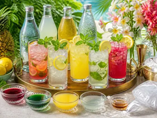 Des cocktails colorés et rafraîchissants, parfaits pour savoir que boire à l'apéro. Fruits, menthe et glaçons invitent à la dégustation.