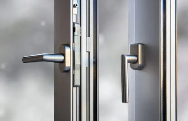 Poignées de fenêtre en aluminium, prêtes à être décaper pour un nouvel éclat.